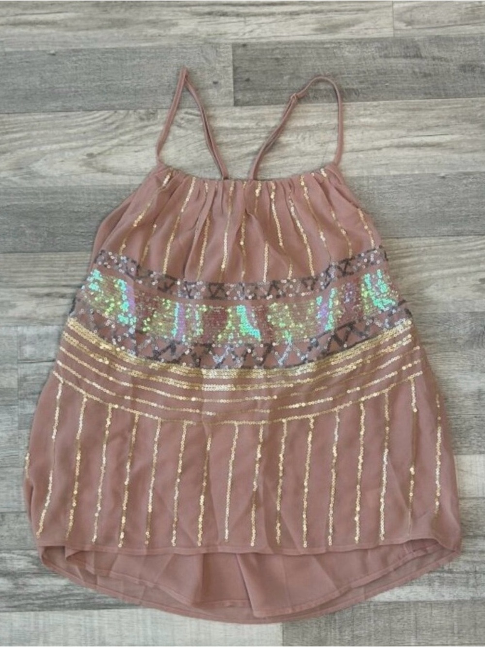 Charming Charlie Pink Sequin Halter Style Lined Top Size Large R25
